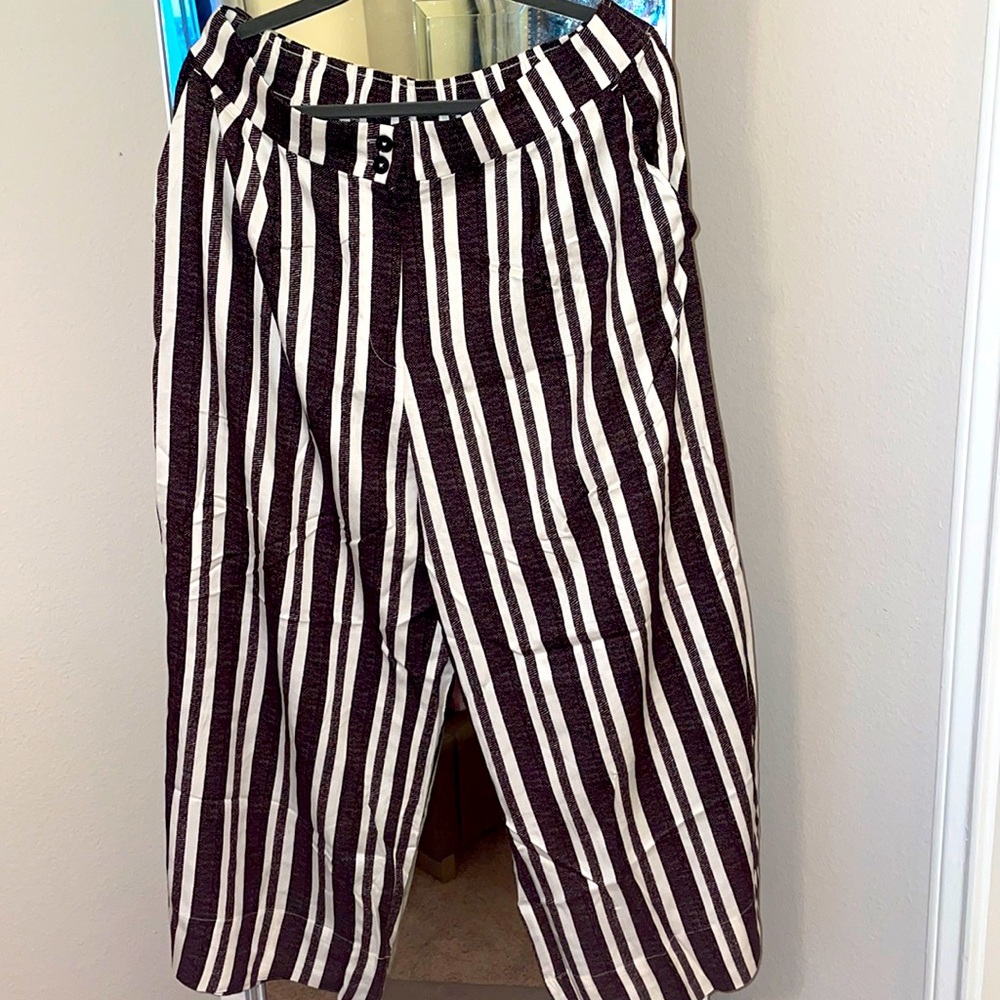 H&M Cropper wide leg pinstripe pant